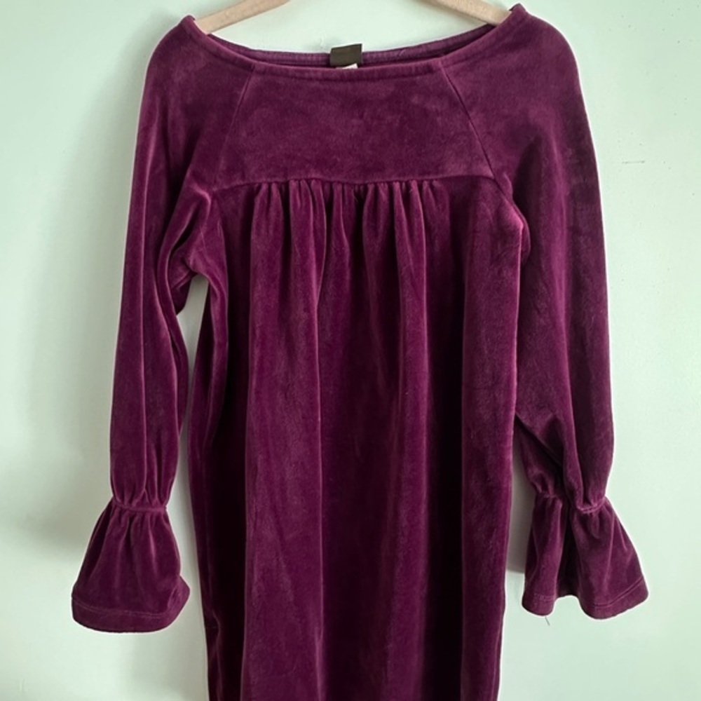 Tea Collection- Holiday Dress Long Sleeve Velvet Dress- Purple- S